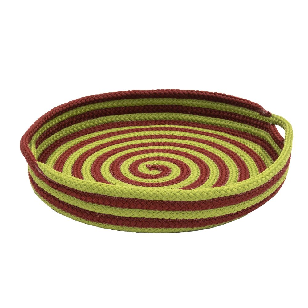 Colonial Mills ND03 Candy Cane Round Tray - Red/Green 18"x18"x3"